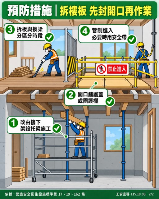 英國住宅二樓樓板整修 木工自拆除中的樓板踏空墜落死亡 2/2 預防措施