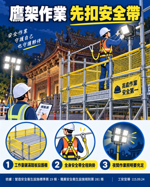 義大利羅馬競技場照明安裝工人自10公尺鷹架墜落死亡 宣導海報