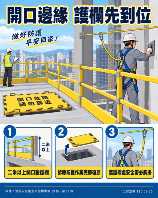 竹北集合住宅建案工地工人自4公尺高處墜落死亡 宣導海報